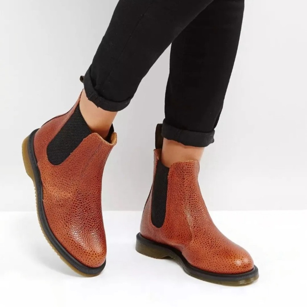 Dr. Martens Flora Chelsea Boots in Smooth Brown Smooth Leather